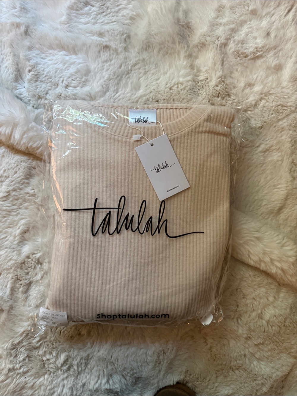 TALULAH Beige Ribbed Set